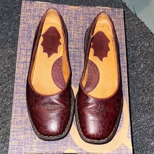 Born Burgundy Floral Leather Loafers